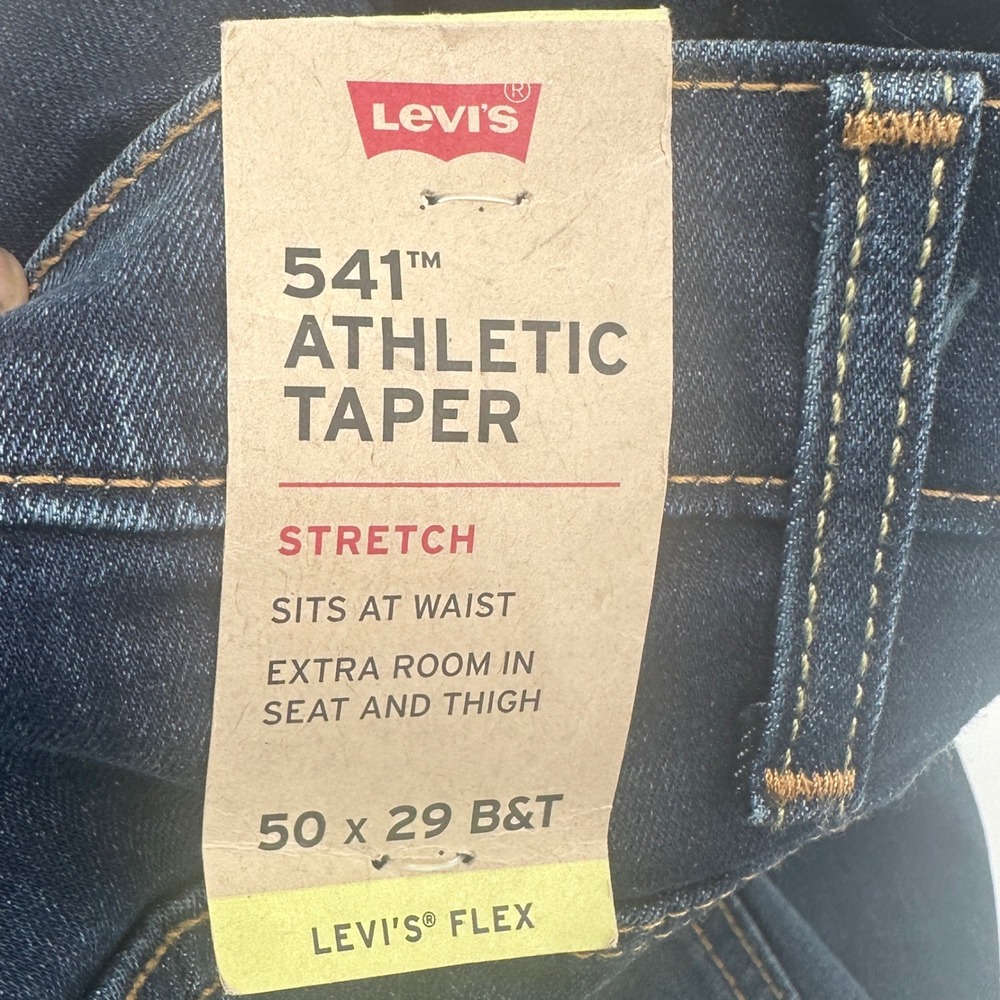 Levi's 541 Athletic Taper Men 50x29 Dark Blue Solid Athletic Fit Modern NEW - Picture 7 of 12